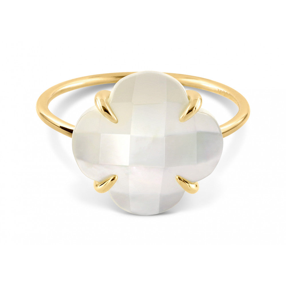 Bague Victoria nacre blanche or jaune