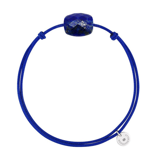 Bracelet lapis lazuli cordon bleu roi coussin argent