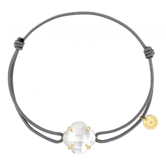 Bracelet Victoria cordon gris nacre blanche or jaune