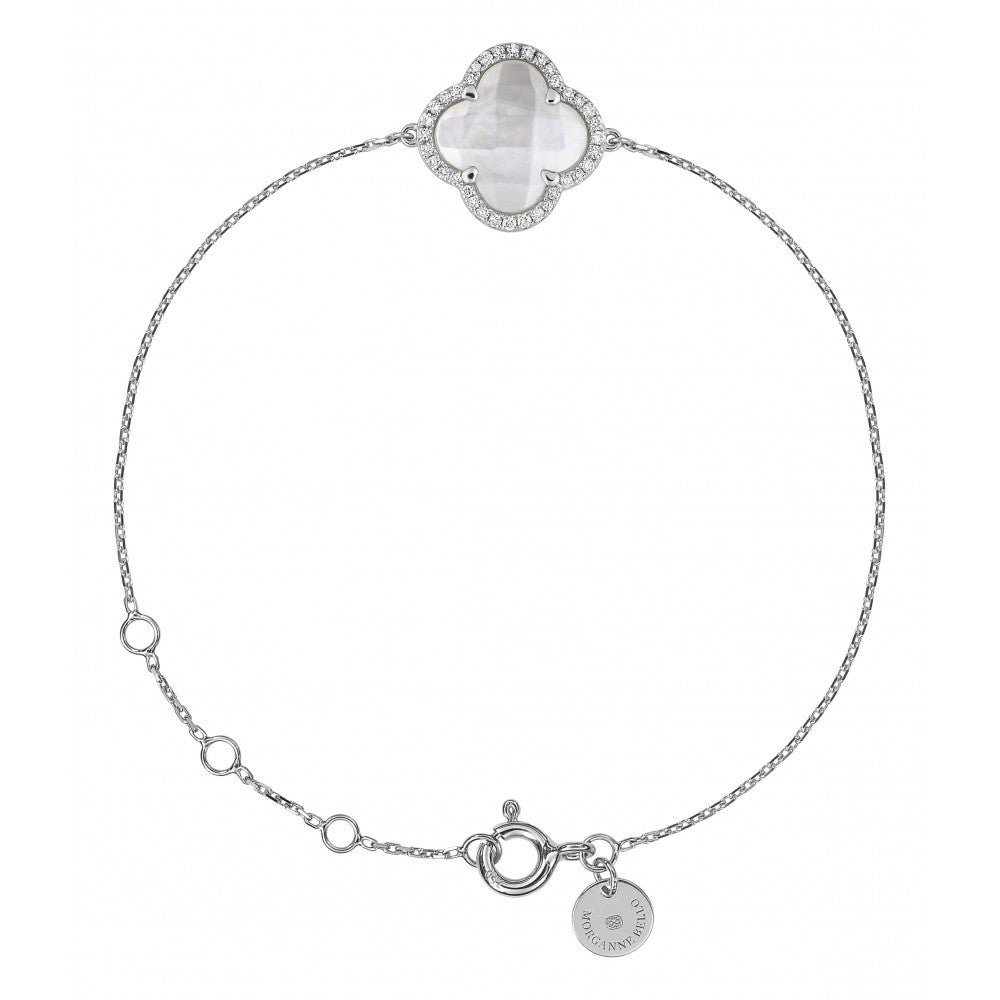Bracelet Victoria nacre blanche or blanc et diamants