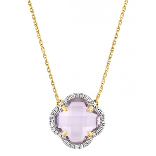 Collier Victoria améthyste or jaune et diamants