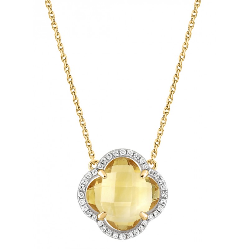 Collier Victoria citrine or jaune et diamants