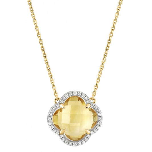 Collier Victoria citrine or jaune et diamants