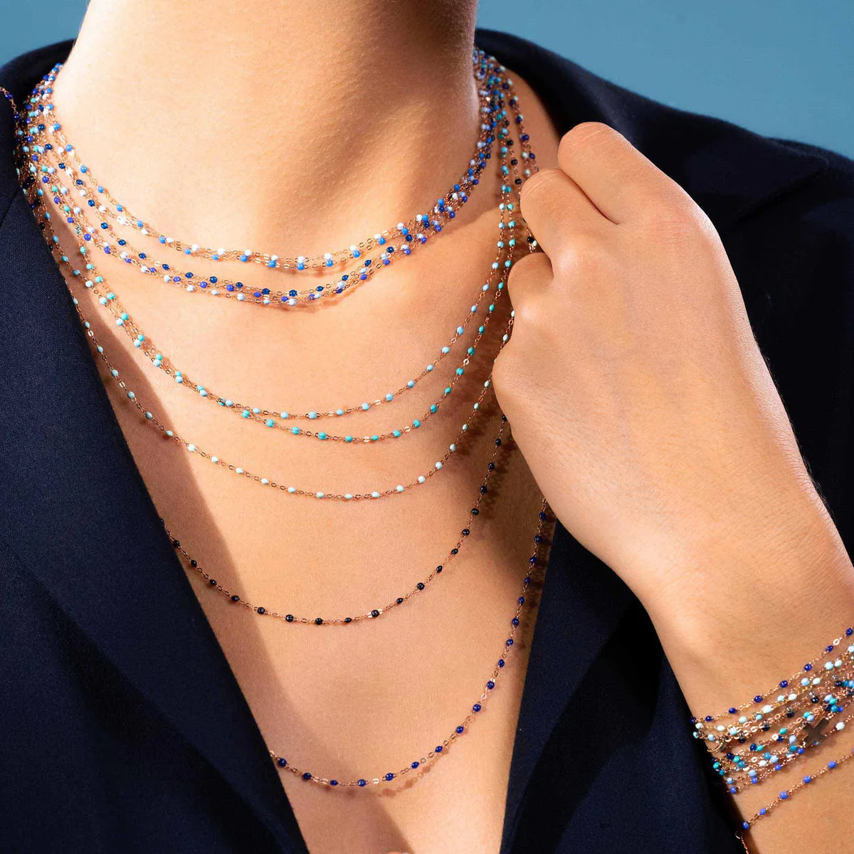 Collier Gigi Classique Prusse or jaune 42cm