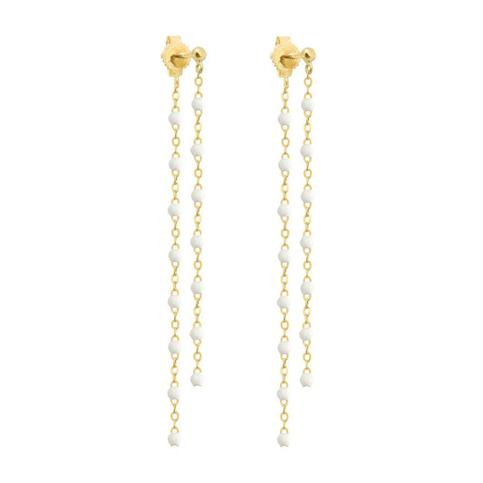 Boucles d'oreilles dansantes Gigi Classique Blanc or jaune