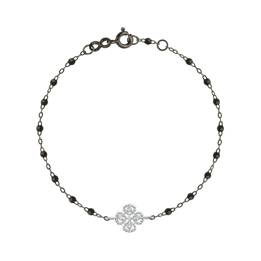 Bracelet Lucky Trèfle Black on Black or rhodié noir diamants 17cm