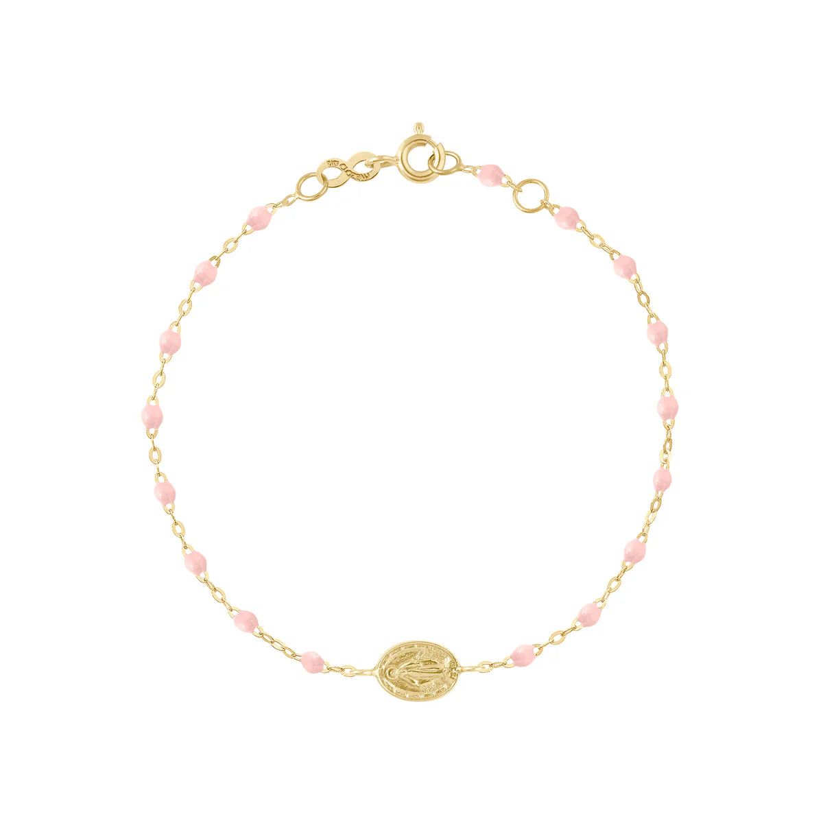 Bracelet Madone résine rose bébé or jaune 17cm