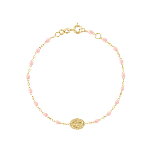 Bracelet Madone résine rose bébé or jaune 17cm