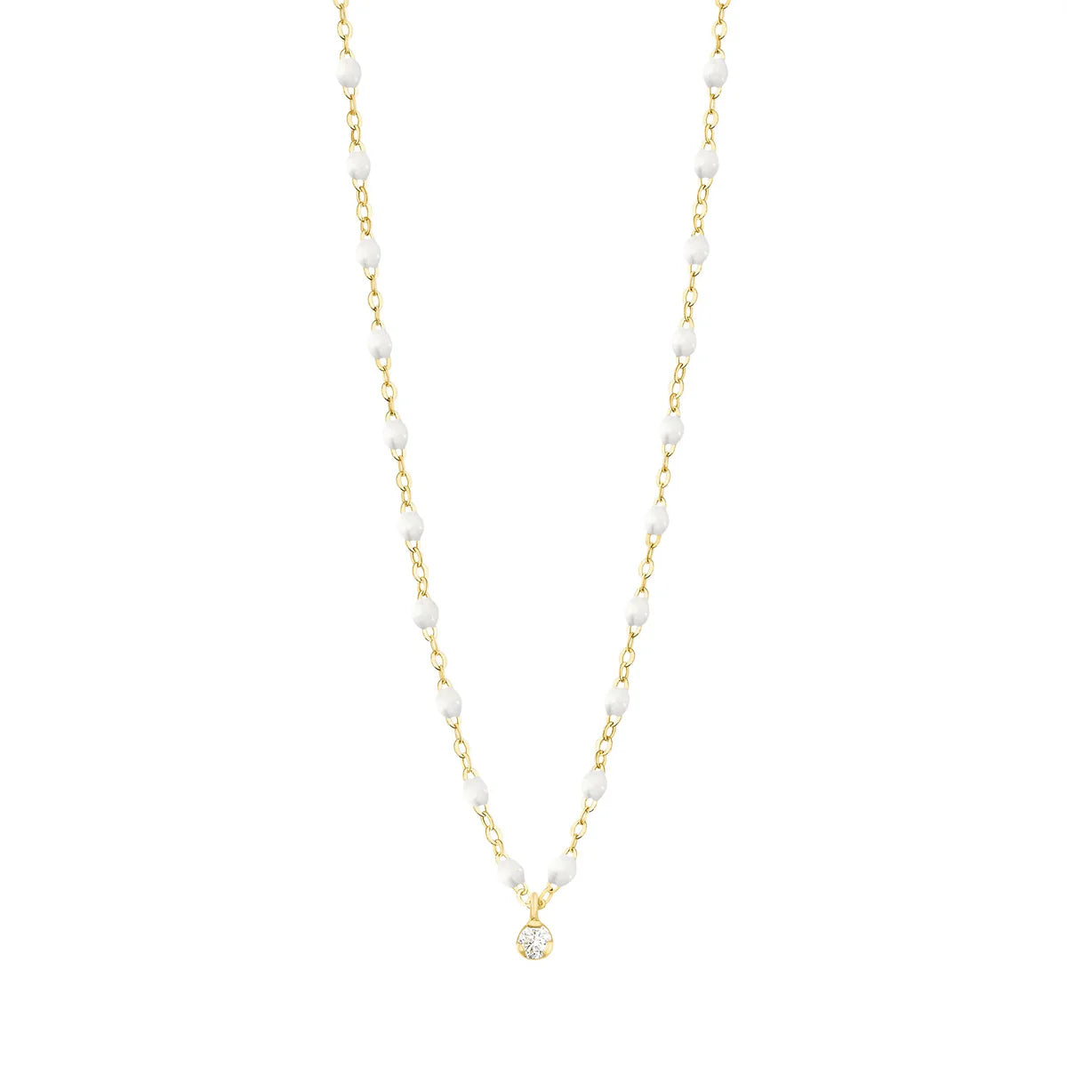Collier Gigi Suprême blanc or jaune 1 diamant 42cm