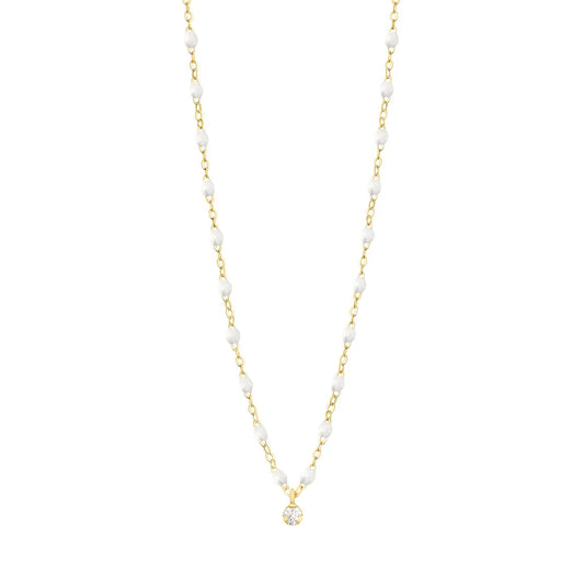 Collier Gigi Suprême blanc or jaune 1 diamant 42cm