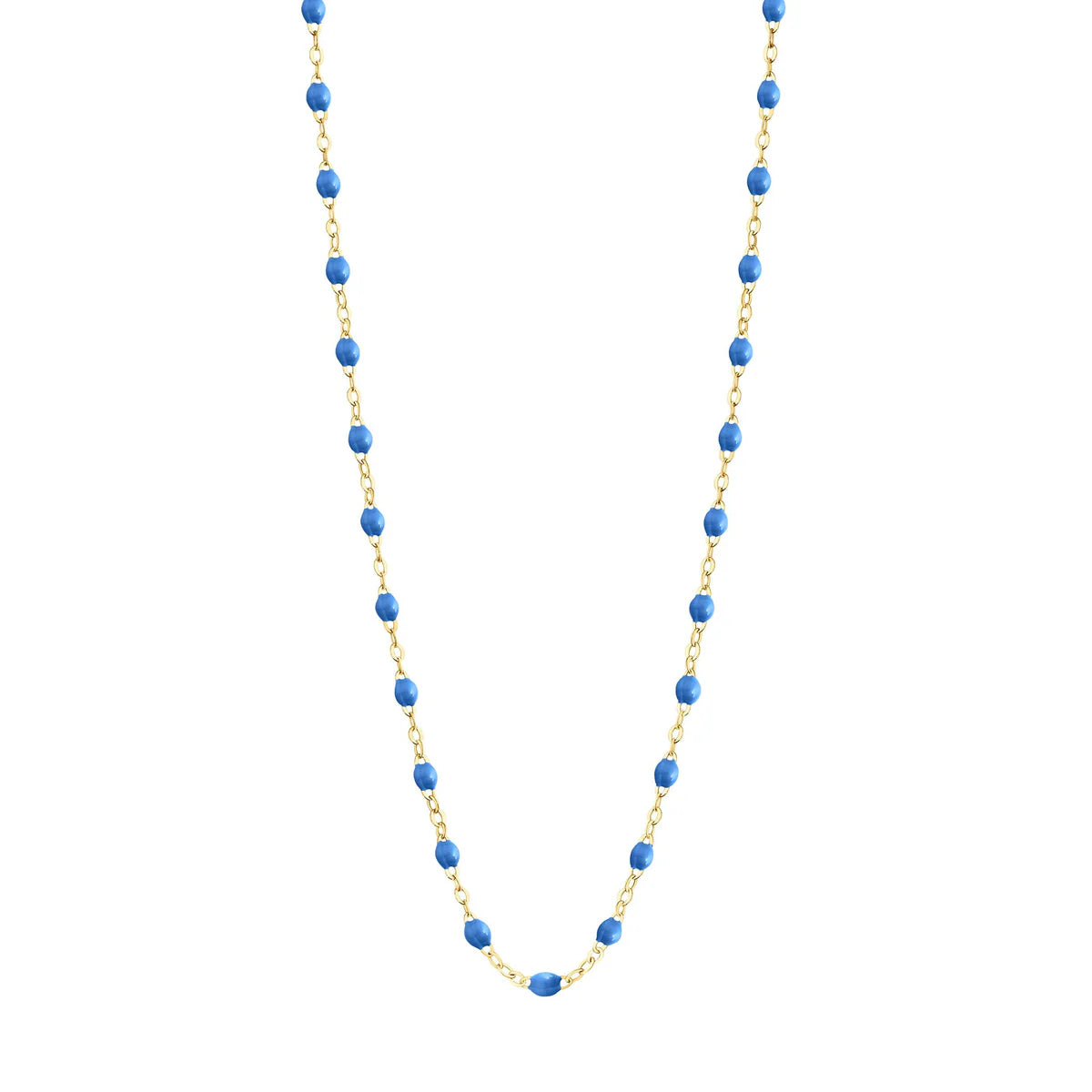 Collier Gigi Classique Bleu Fluo or jaune 45cm