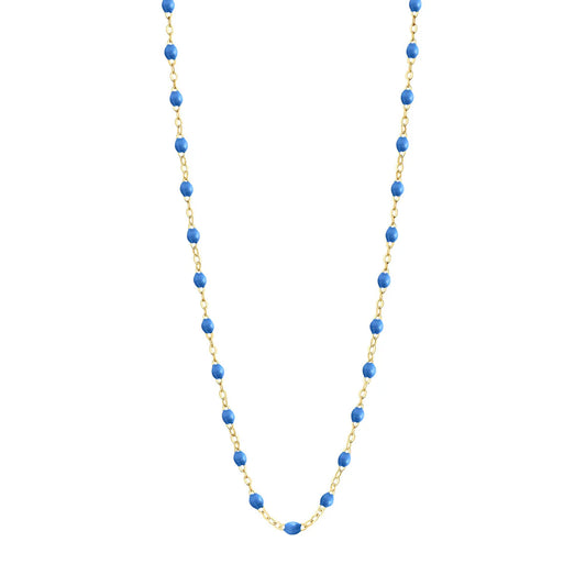 Collier Gigi Classique Bleu Fluo or jaune 45cm