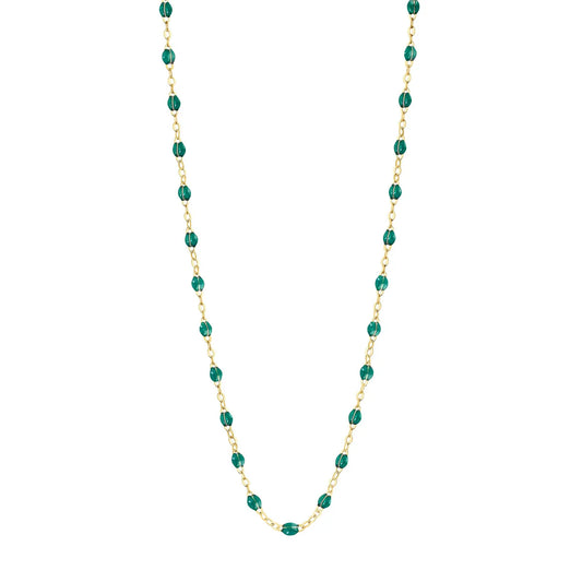 Collier Gigi Classique Emeraude or jaune 45cm