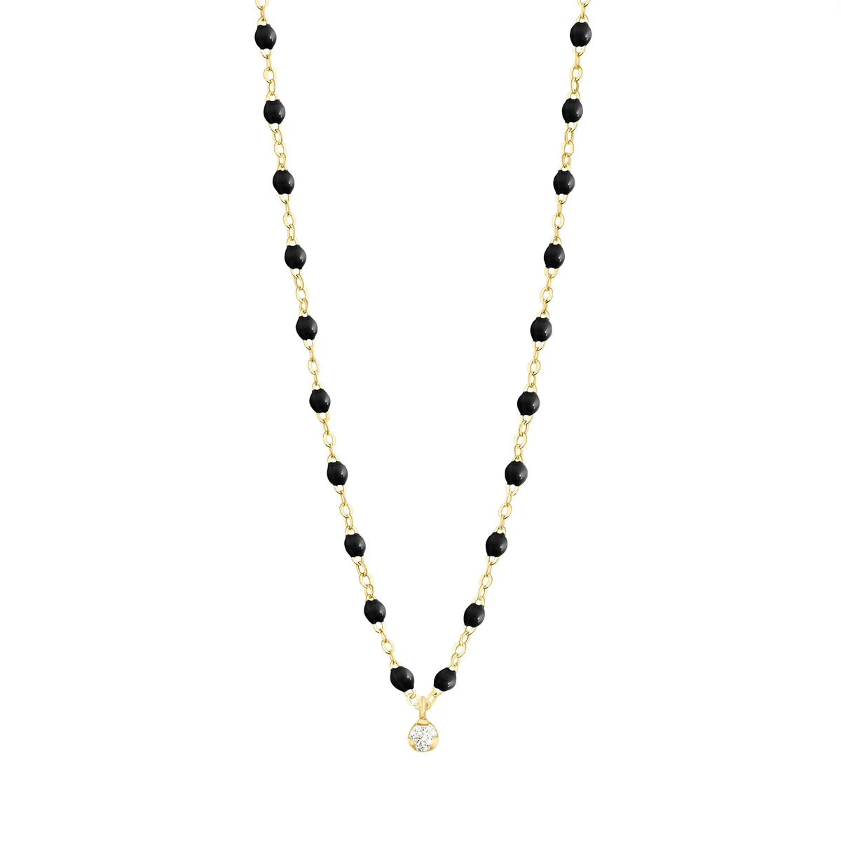Collier Gigi Suprême Noir or jaune 1 diamant 42cm