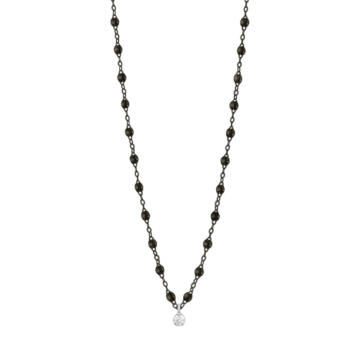 Collier Gigi Suprême Black on Black or rhodié noir 1 diamant 42cm