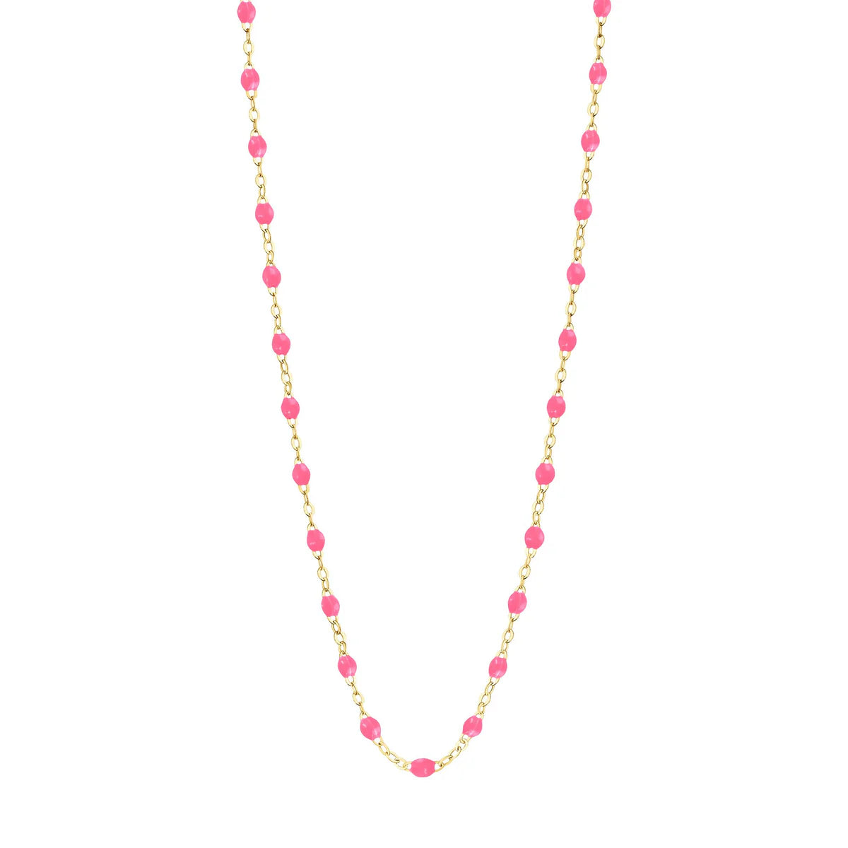 Collier Gigi Classique Rose Fluo or jaune 45cm