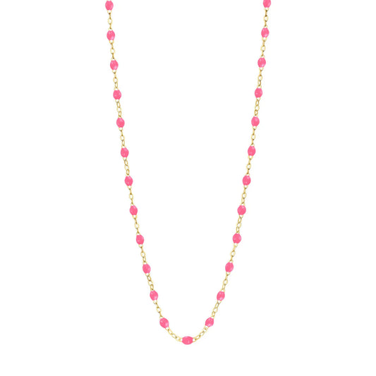 Collier Gigi Classique Rose Fluo or jaune 45cm