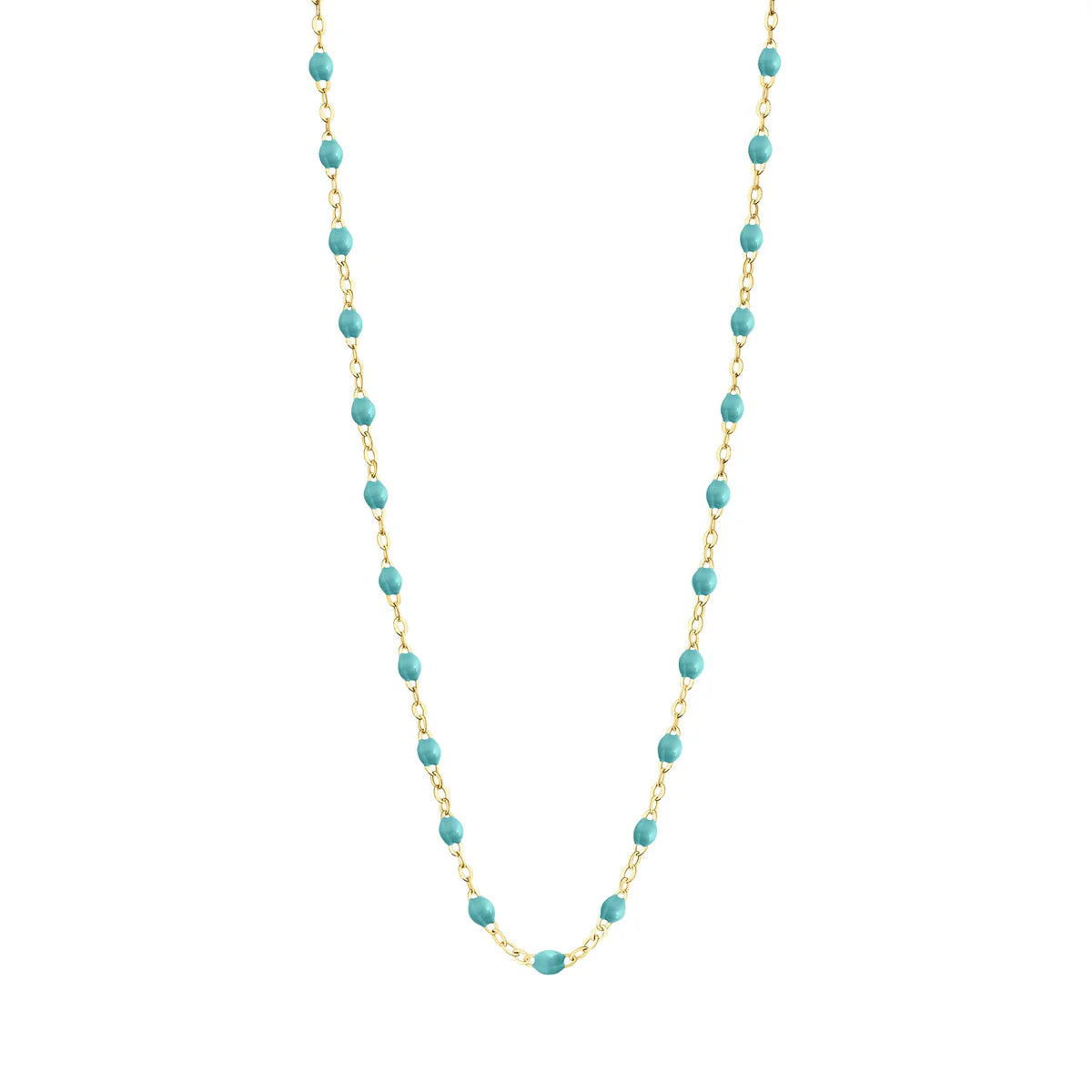 Collier Gigi Classique Vert turquoise or jaune 45cm