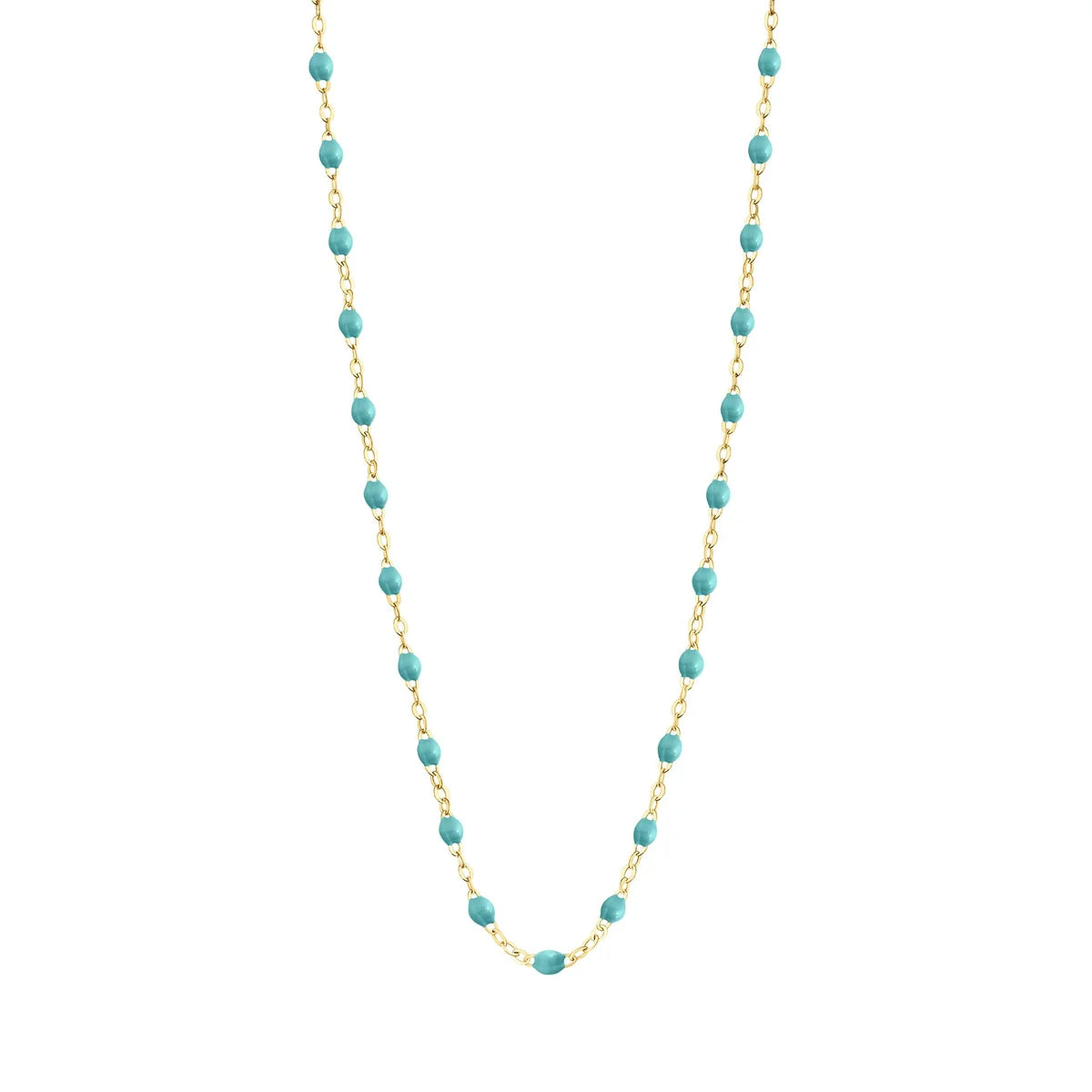 Collier Gigi Classique Vert Turquoise or jaune 50cm