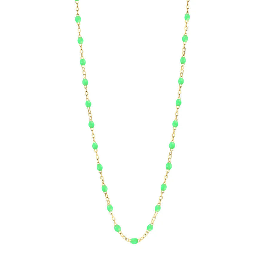 Collier Gigi Classique Vert Fluo or jaune 42cm