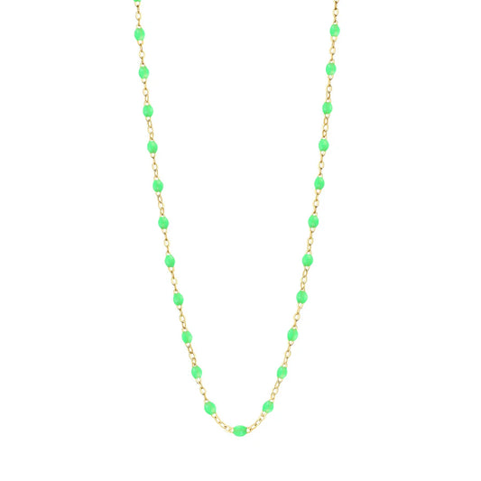 Collier Gigi Classique Vert Fluo or jaune 42cm