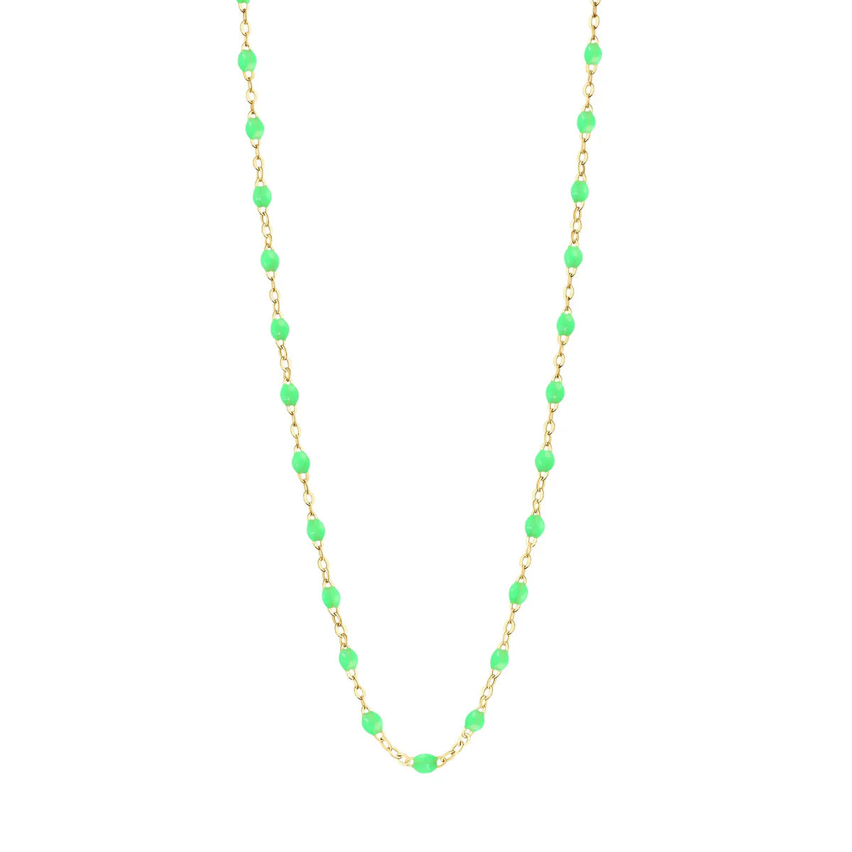 Collier Gigi Classique Vert Fluo or jaune 45cm