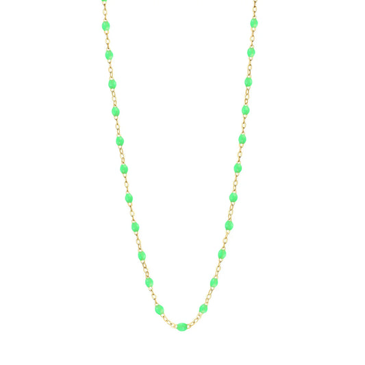 Collier Gigi Classique Vert Fluo or jaune 45cm