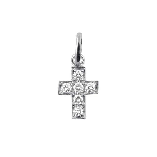 Pendentif Croix diamants or blanc