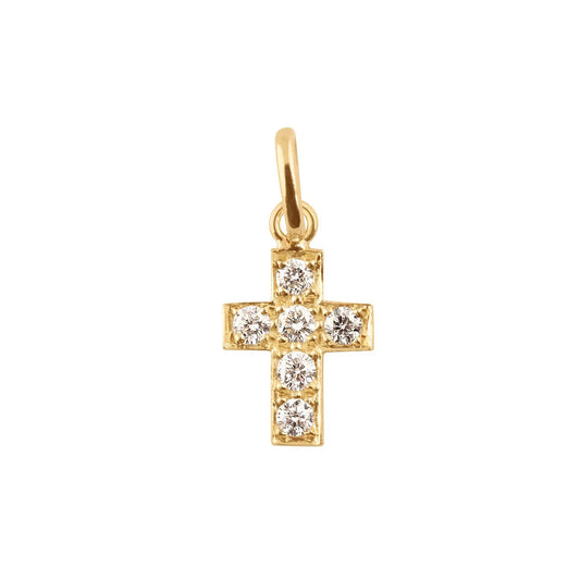 Pendentif croix diamants or jaune