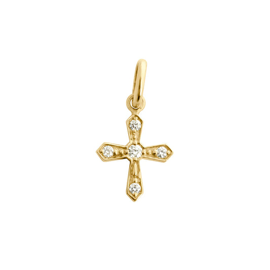 Pendentif Croix Vintage diamants or jaune