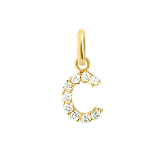 Pendentif Luchy Letter C or jaune et diamants