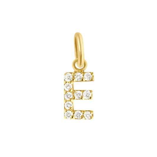 Pendentif Lucky Letter E or jaune et diamants