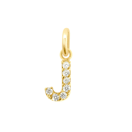 Pendentif Lucky Letter J or jaune et diamants