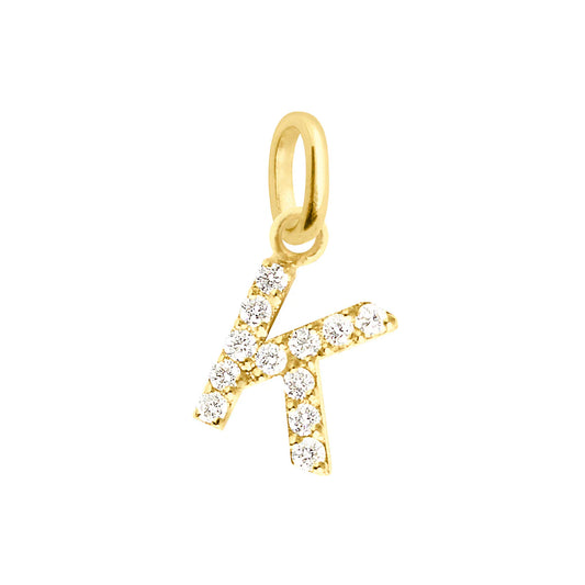 Pendentif Lucky Letter K or jaune et diamants