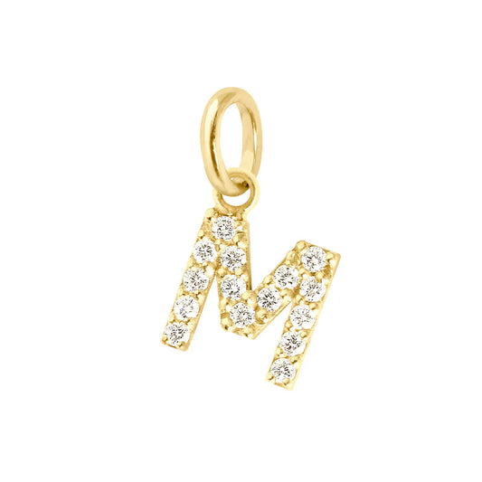 Pendentif Lucky Letter M or jaune et diamants