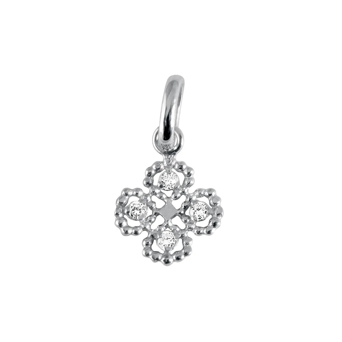 Pendentif Lucky Trèfle diamants or blanc