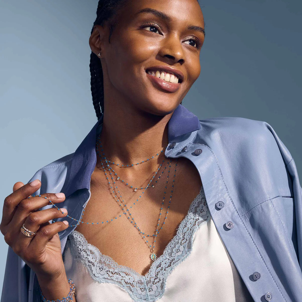 Collier Gigi Classique Azur or rose 42cm
