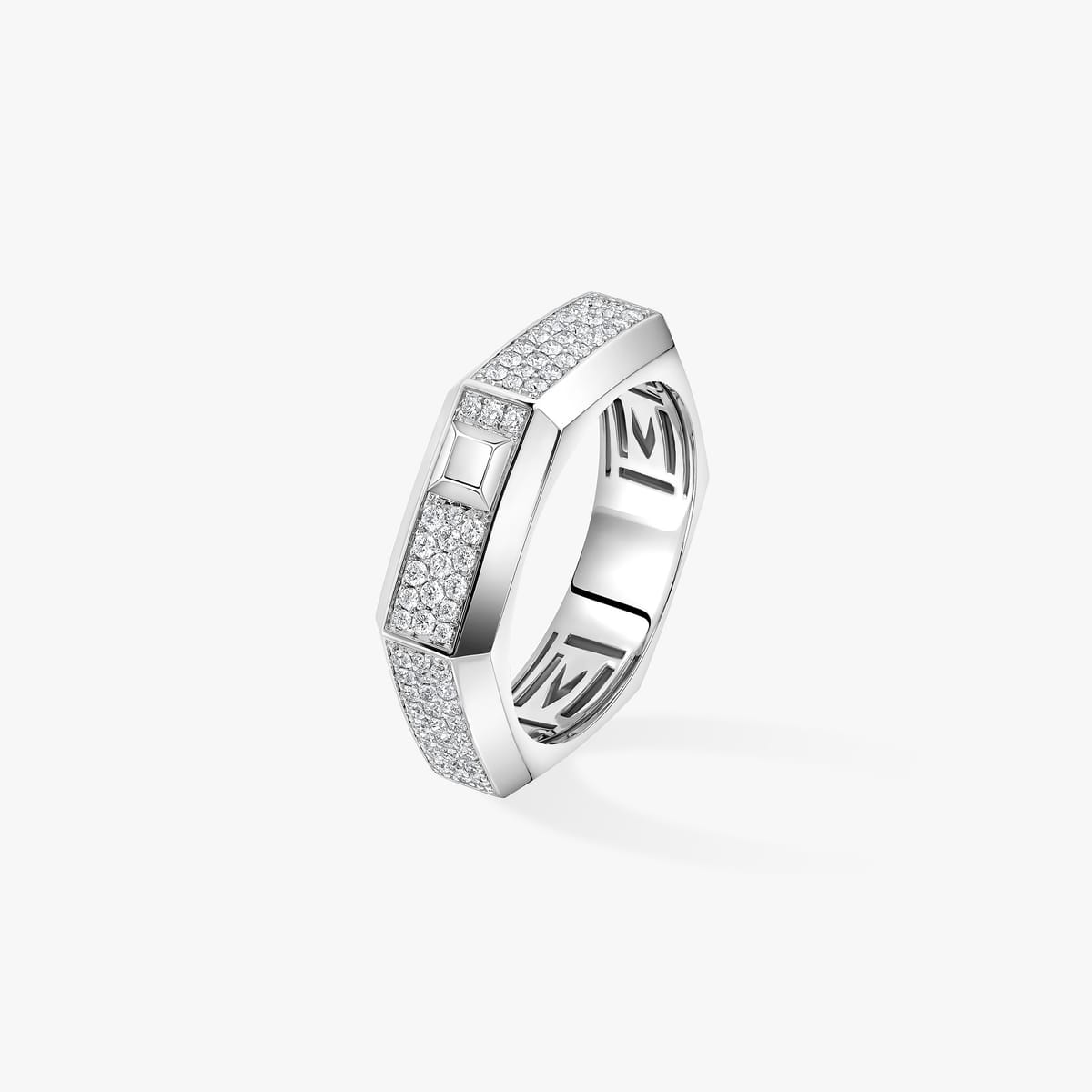 Bague Moderniste pavée or et diamants moyen modèle