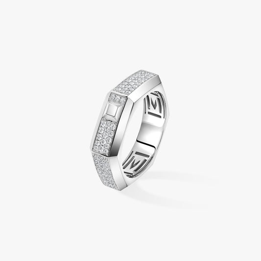 Bague Moderniste pavée or et diamants moyen modèle