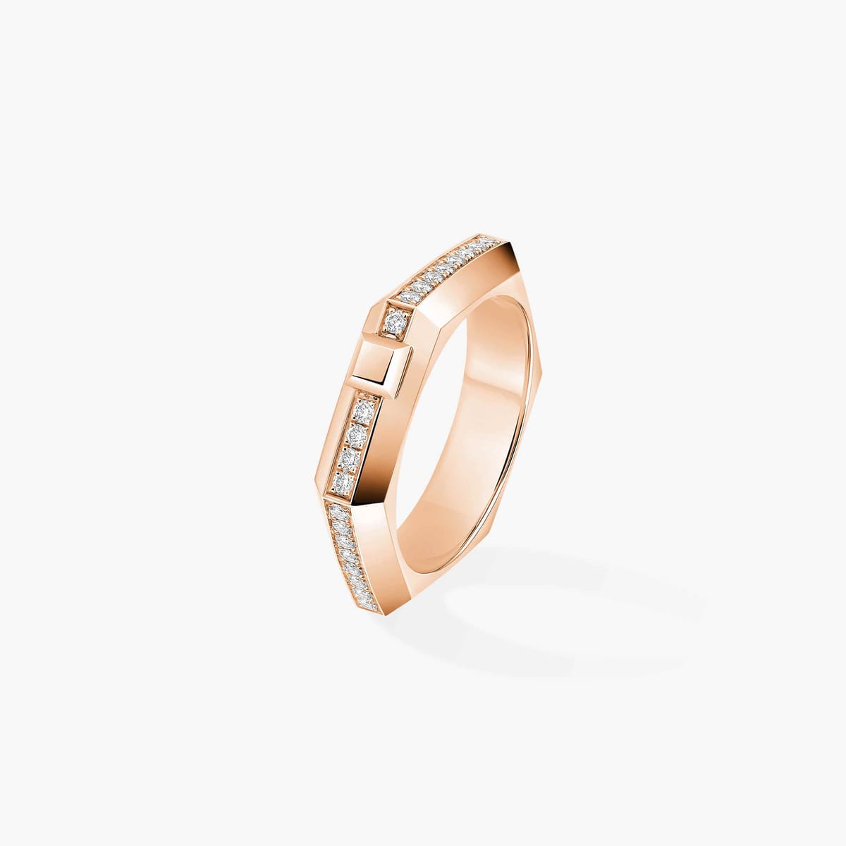 Bague Moderniste pavée or et diamants petit modèle