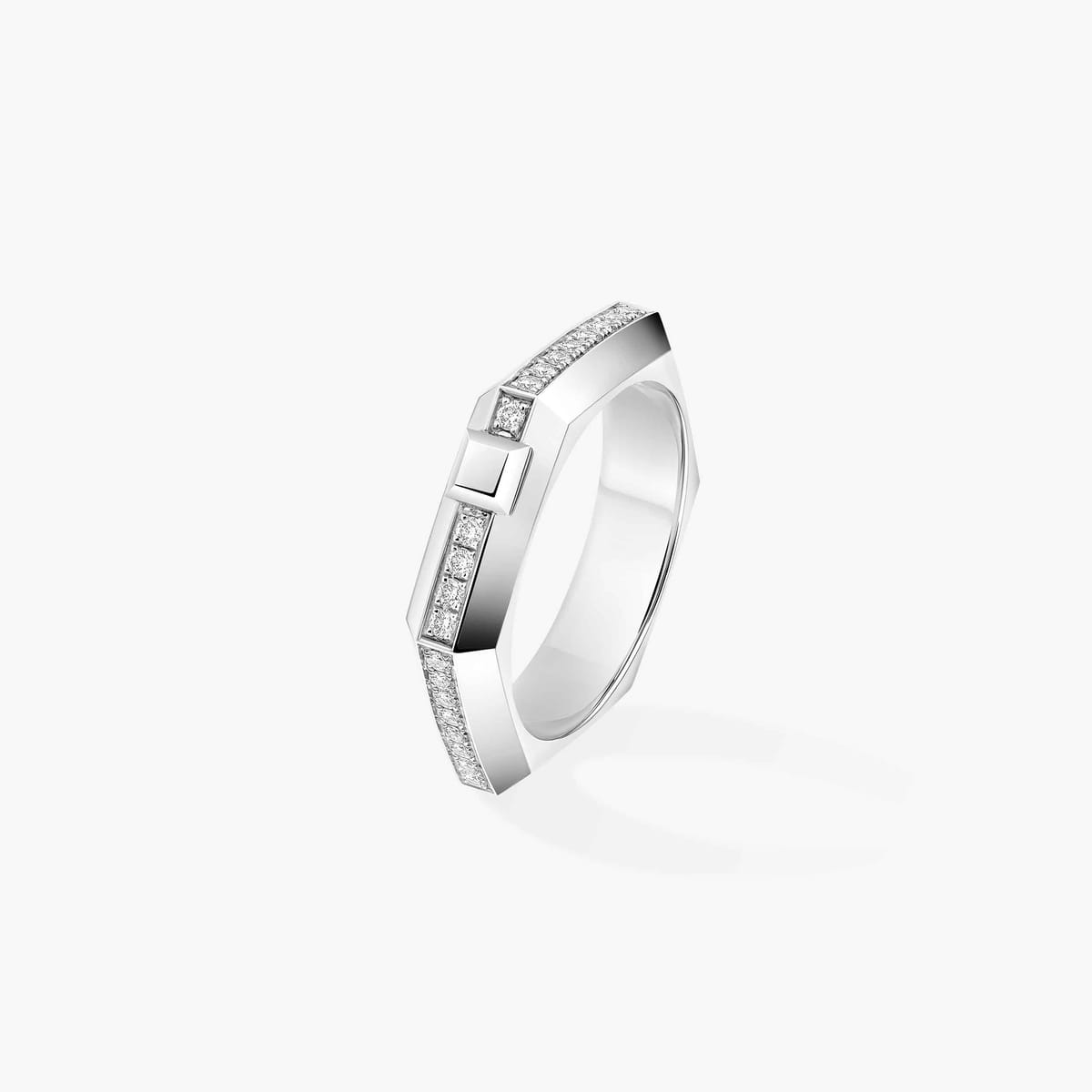 Bague Moderniste pavée or et diamants petit modèle