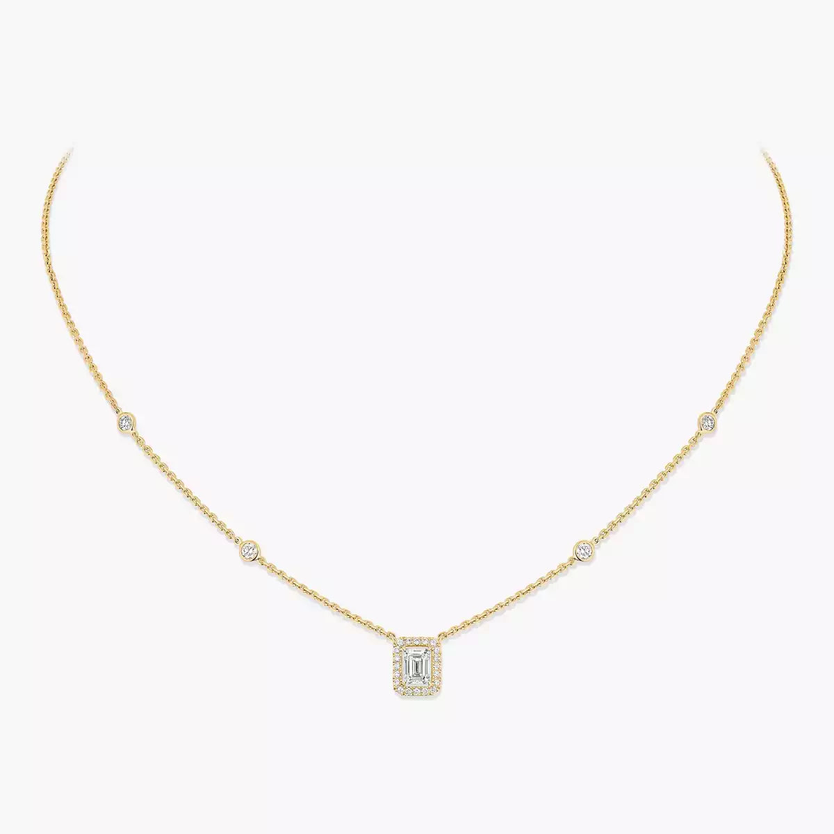 Collier Joy or et diamants taille émeraude