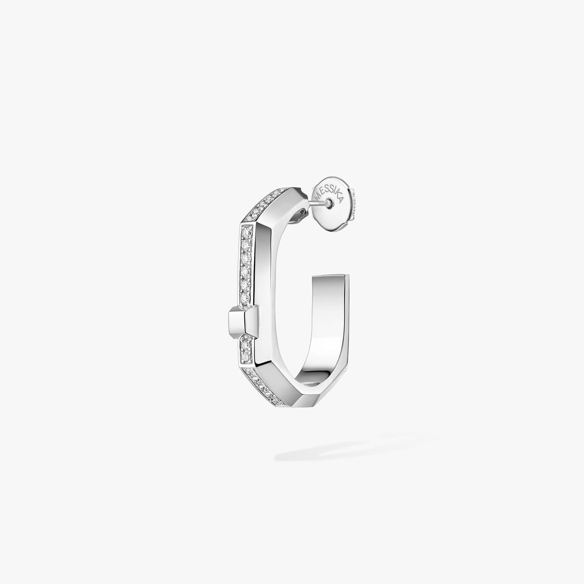 Mono boucle d'oreille Moderniste pavée or et diamants petit modèle