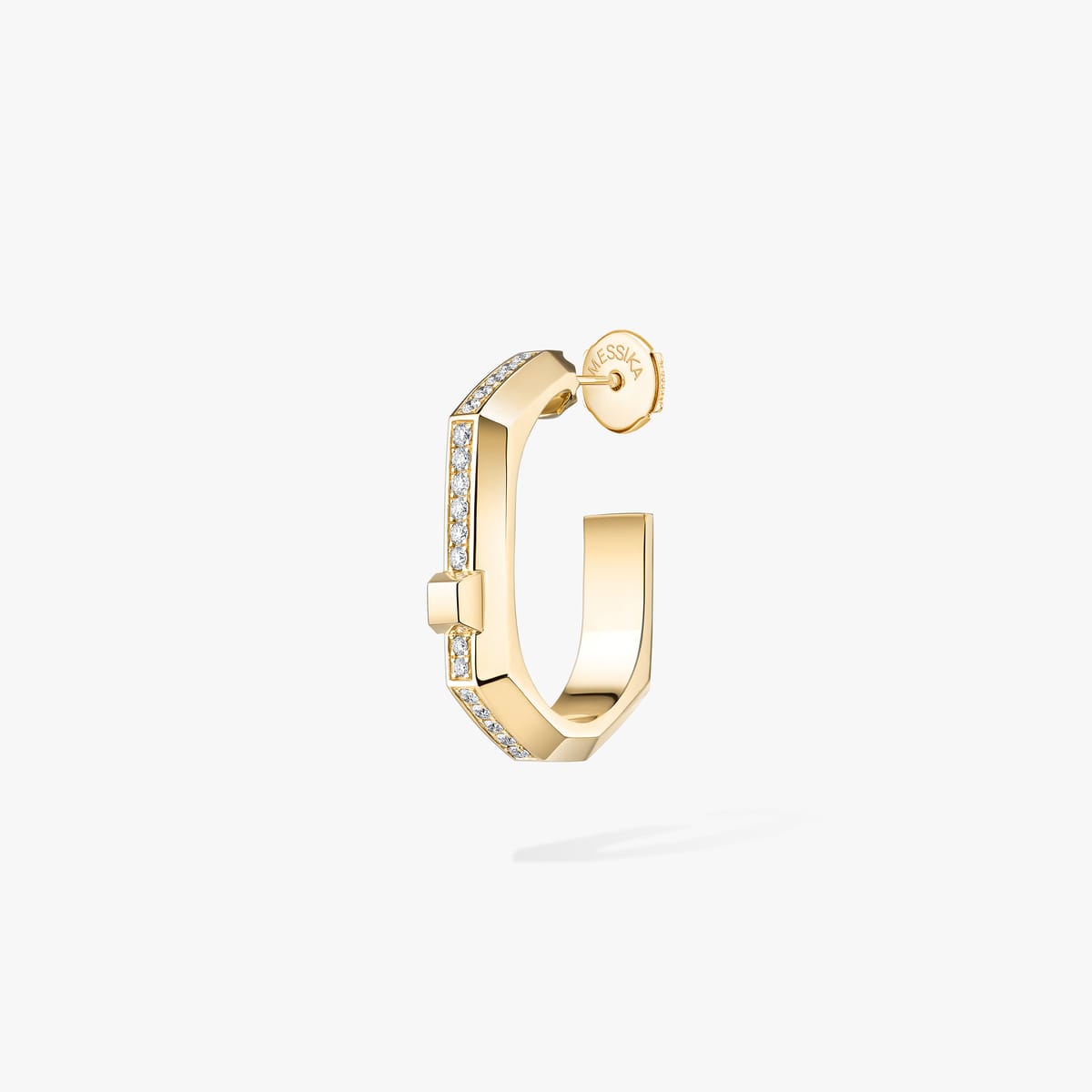 Mono boucle d'oreille Moderniste pavée or et diamants petit modèle