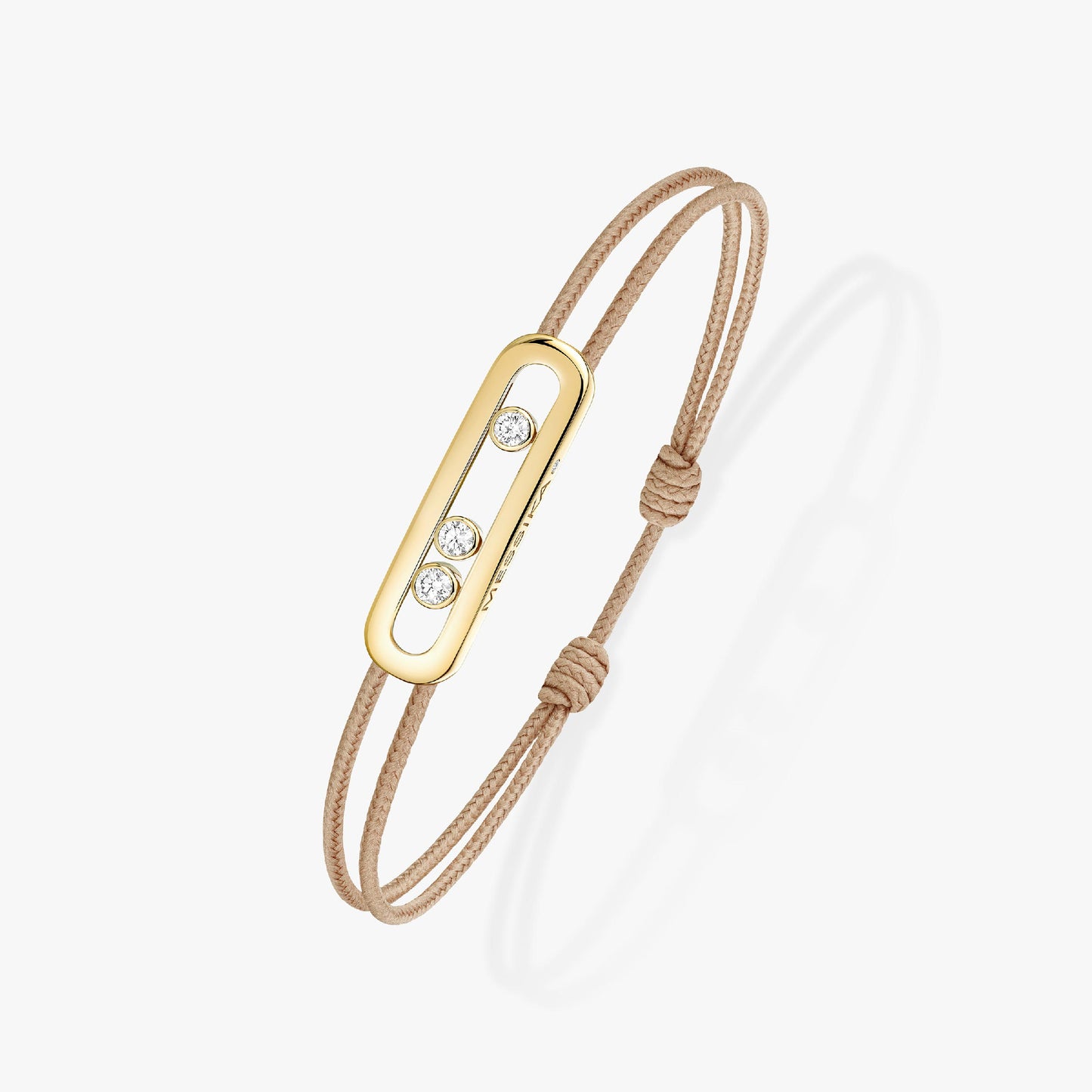 Bracelet or jaune 18Kt Messika Care(s) cordon beige