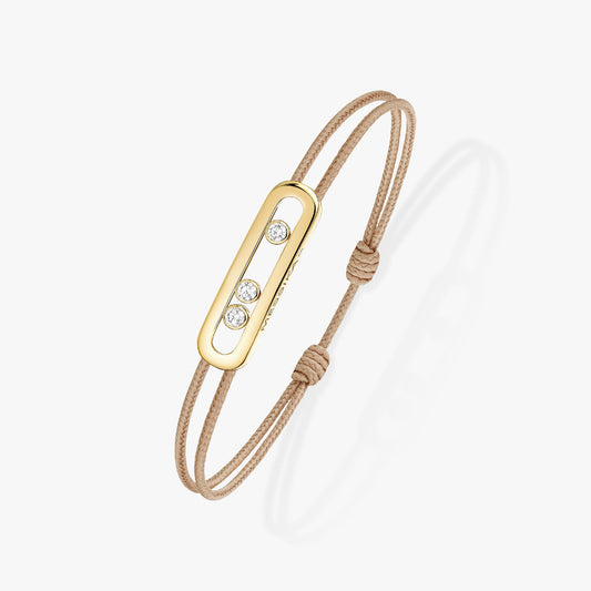 Bracelet or jaune 18Kt Messika Care(s) cordon beige