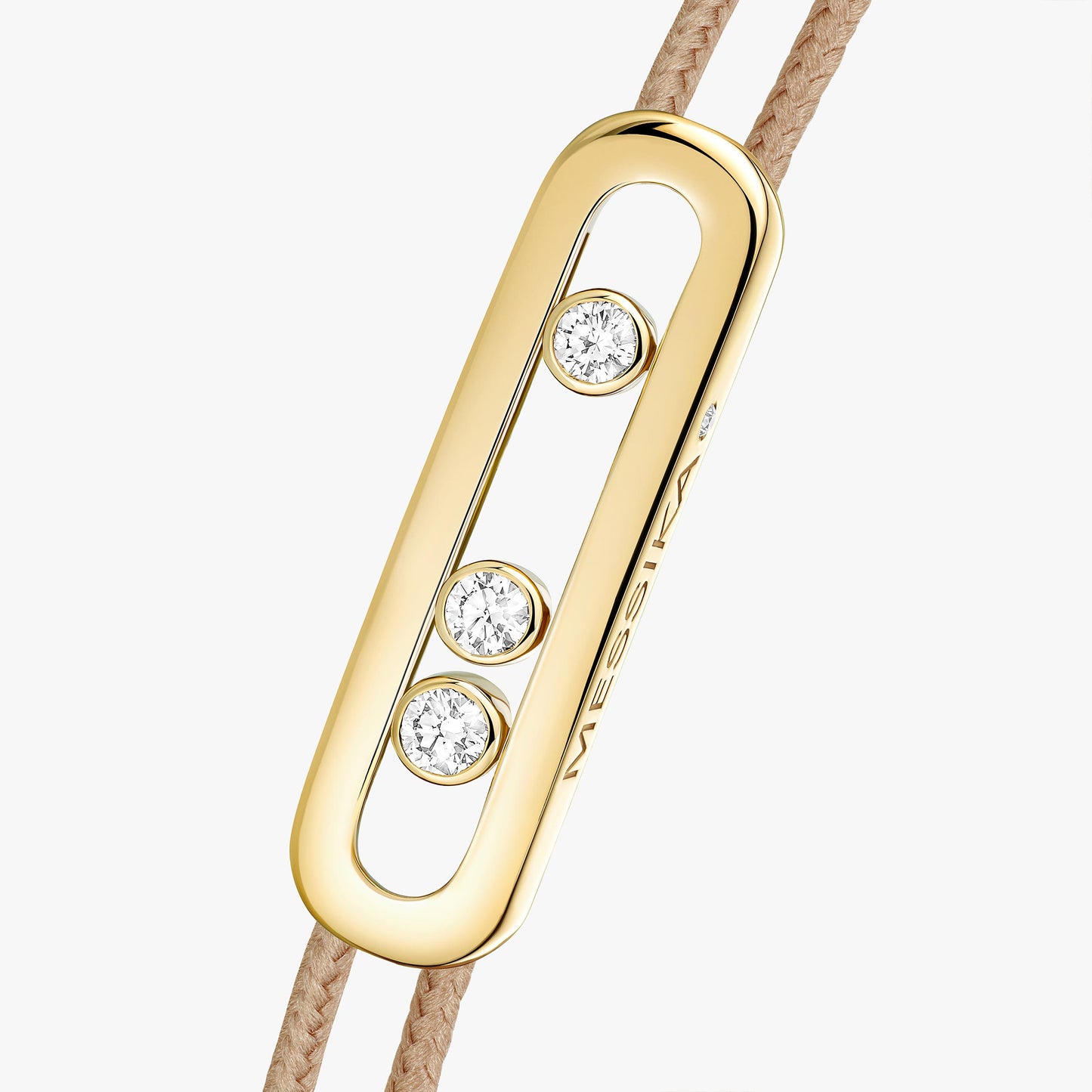 Bracelet or jaune 18Kt Messika Care(s) cordon beige