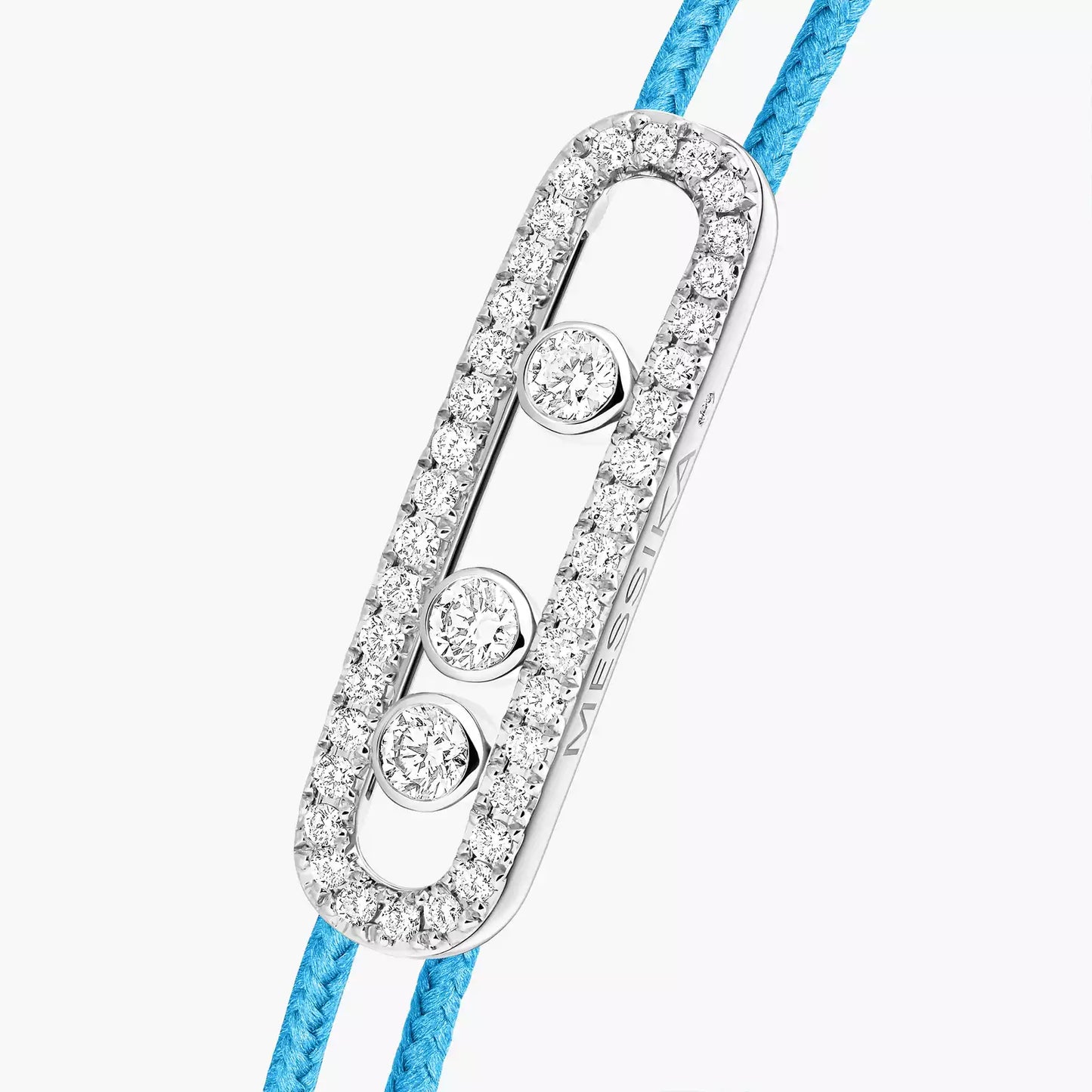 Bracelet or blanc 18Kt Messika Care(s) pavé cordon turquoise