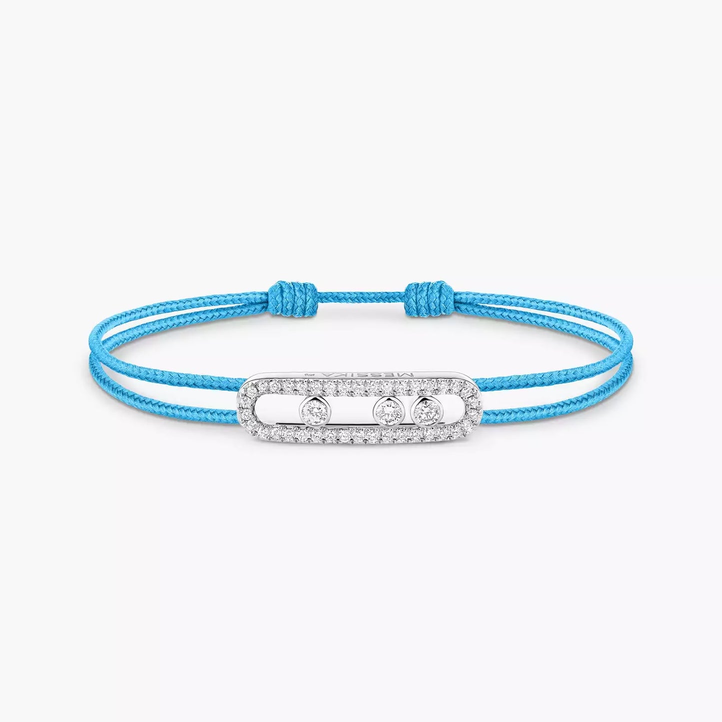 Bracelet or blanc 18Kt Messika Care(s) pavé cordon turquoise