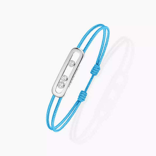 Bracelet or blanc 18Kt Messika Care(s) cordon turquoise